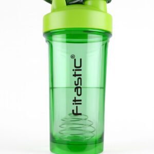 Fitastic Bolt Green Transparent 500ml Shaker Bottle – Leak-Proof, BPA-Free, Clear Protein Shaker with Mixing Ball & Carrying Loop for Pre & Post Workout