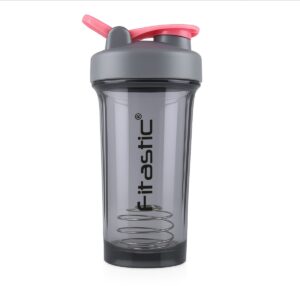Fitastic Bolt Grey Transparent 500ml Shaker Bottle – Leak-Proof, BPA-Free, Clear Protein Shaker with Mixing Ball & Carrying Loop for Pre & Post Workout