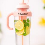 Fitastic CHUGGER 1.2L Hydration Mug – Fruit Infuser Bottle with Handle & Straw Lid for Pre-Workout, BCAA, Detox Water & Gym Use (PINK)