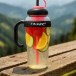 Fitastic CHUGGER 1.2L Hydration Mug – Fruit Infuser Bottle with Handle & Straw Lid for Pre-Workout, BCAA, Detox Water & Gym Use (Black)