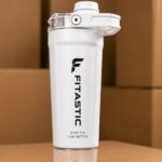 FITASTIC DOUBLE-WALL STAINLESS STEEL SHAKER WITH STORAGE COMPARTMENT & EASY-CARRY HANDLE(WHITE)